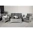 Lounge-Set Vikelund Grau – Rattansofa-Gruppe mit 3-Sitzer, 2 Sesseln & Glastisch für Terrasse & Garten