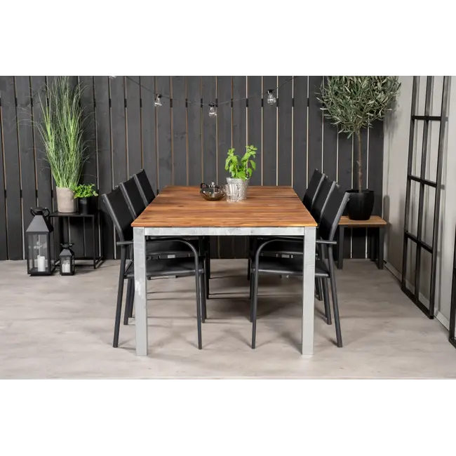 Gartenstuhl Santorini Schwarz – Eleganter Gartenstuhl aus Aluminium und Textilene, 56 × 55 × 90 cm, wetterfest