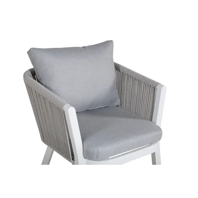 2er Set Gartenstuhl Virya Grau – Bequemer Gartenstuhl aus Seilgeflecht und Aluminium, 60 × 63 × 73 cm, wetterfest