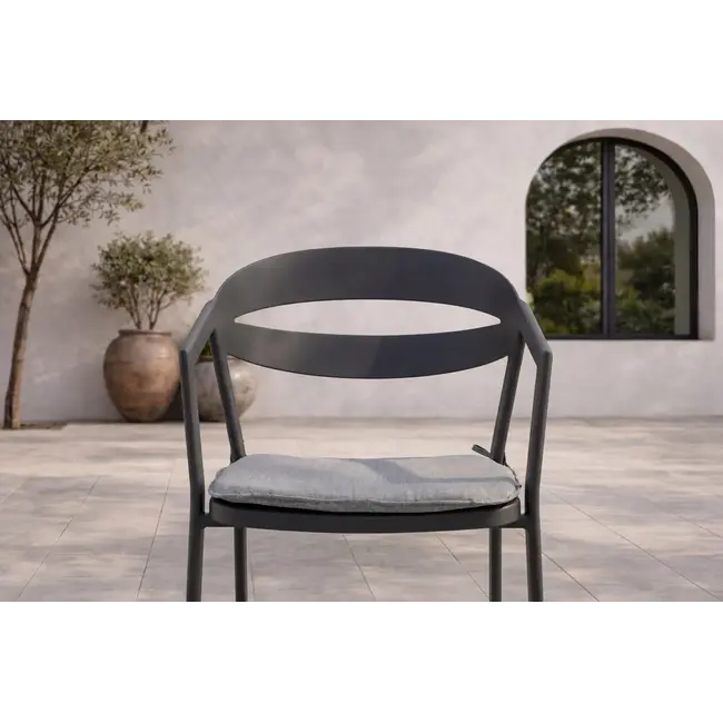 Gartenstuhl Slit Schwarz – Bequemer Gartenstuhl aus Cotton, Schaumstoff und Aluminium, 60 × 60 × 76 cm, für Terrasse und Garten