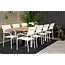 Gartenstuhl Santorini Weiß – Stilvoller Gartenstuhl aus Textilene, Aluminium und PVC, 56 × 55 × 90 cm, wetterfest