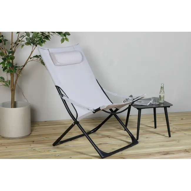 2er Set Gartenliege Seville Grau – Komfortabler Liegestuhl aus Stahl, PVC und Polyester, 63 × 84 × 89 cm, wetterfest