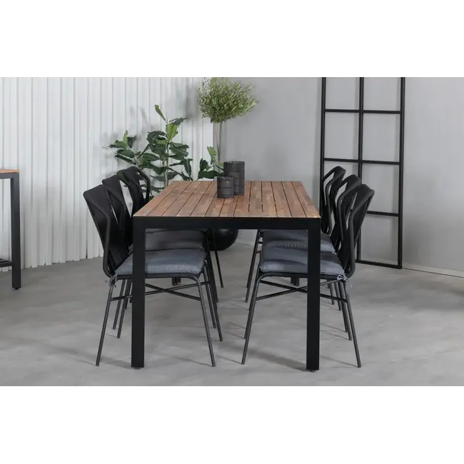 Gartenstuhl Julian Schwarz – Outdoor-Stuhl aus Seilgeflecht, Schaumstoff und Polyester, Breite 53 cm, Tiefe 67 cm, Höhe 88 cm