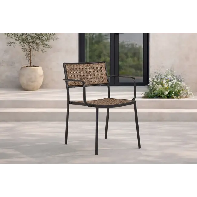 Gartenstuhl Paola Natur/Schwarz – Outdoor-Essstuhl 57×56×78 cm