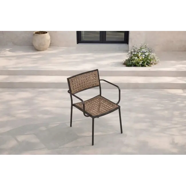 Gartenstuhl Paola Natur/Schwarz – Outdoor-Essstuhl 57×56×78 cm