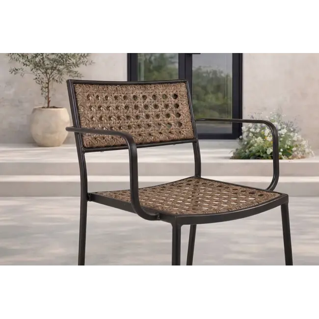 Gartenstuhl Paola Natur/Schwarz – Outdoor-Essstuhl 57×56×78 cm