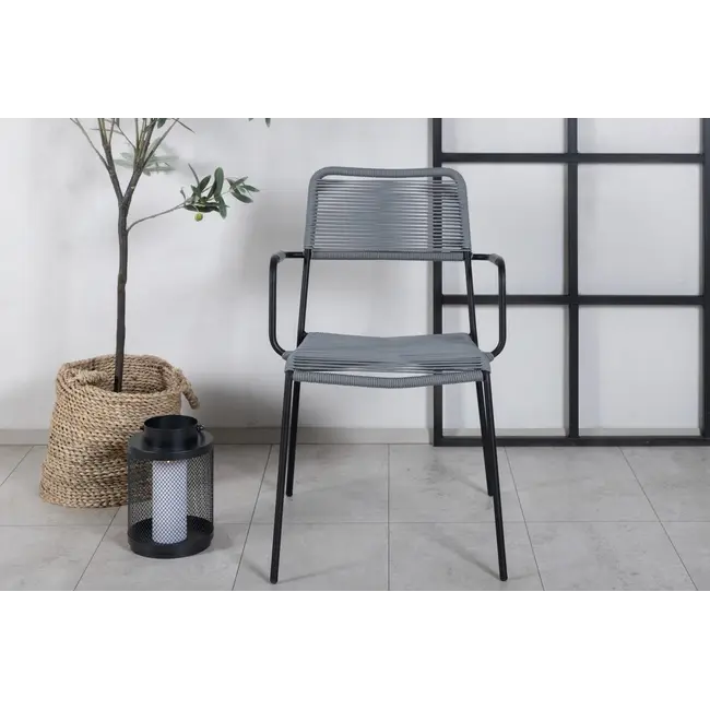 Gartenstuhl Lindos Grau – Stapelstuhl 59×57×86 cm Aluminium und Rope