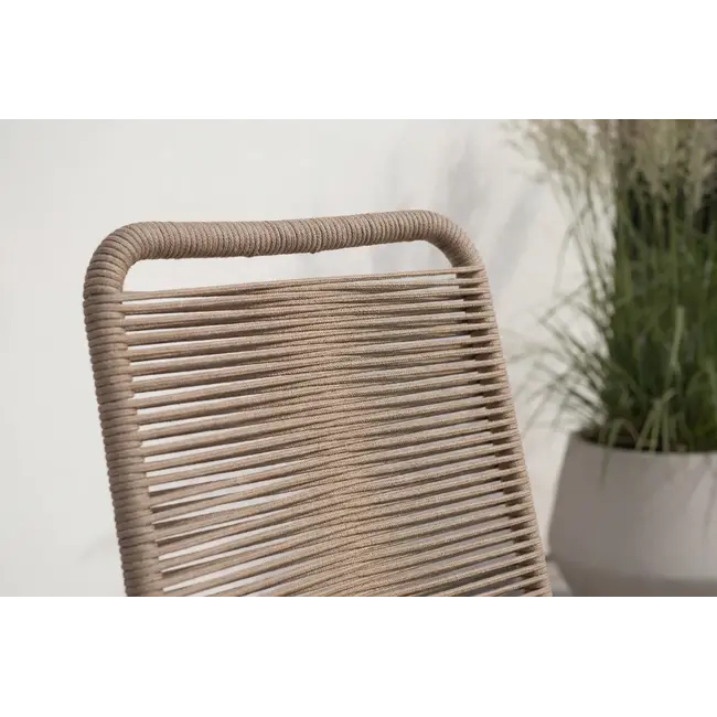 Gartenstuhl Lindos Braun – Stapelstuhl 59×57×86 cm Aluminium und Rope
