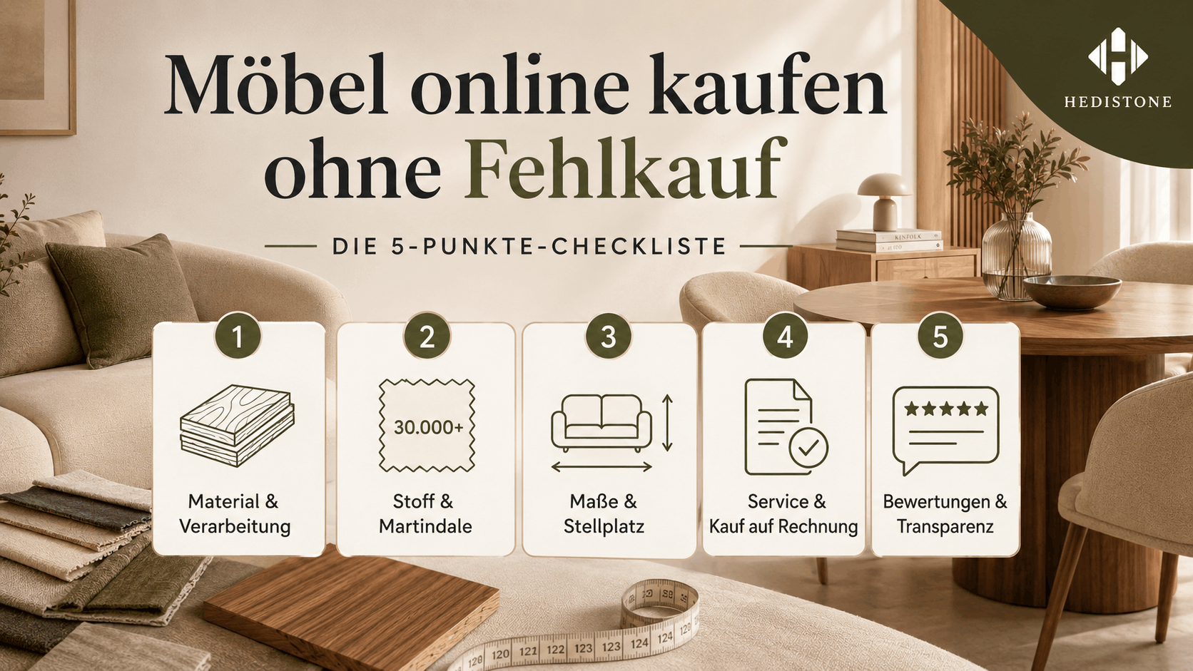 Möbel online kaufen ohne Fehlkauf: Die 5-Punkte-Checkliste für Qualität, Stoffe & Service