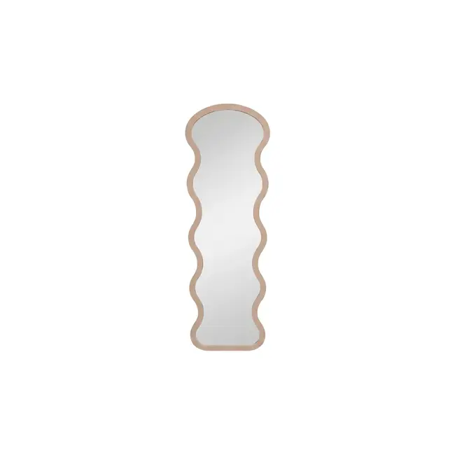 Stand- & Wandspiegel Loui (158 x 49 cm) – Schmaller Wellenspiegel im organischen Design in Beige