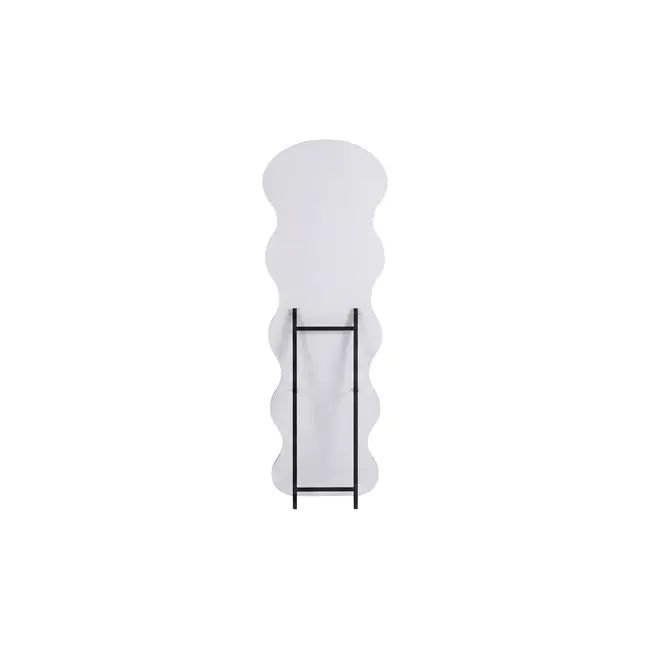 Stand- & Wandspiegel Loui (158 x 49 cm) – Schmaller Wellenspiegel im organischen Design in Beige