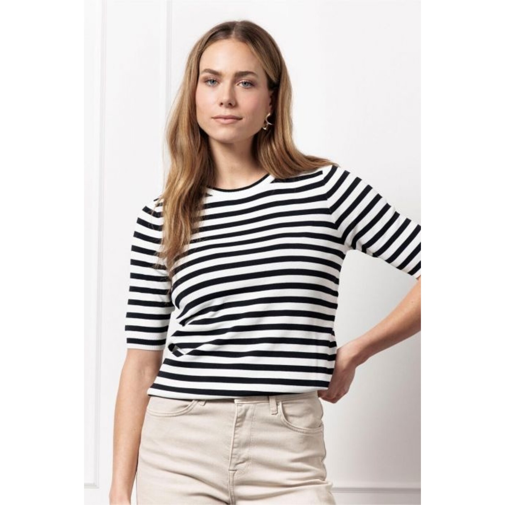 @Work by Studio Anneloes Luna Stripe SSL Solid Pullover