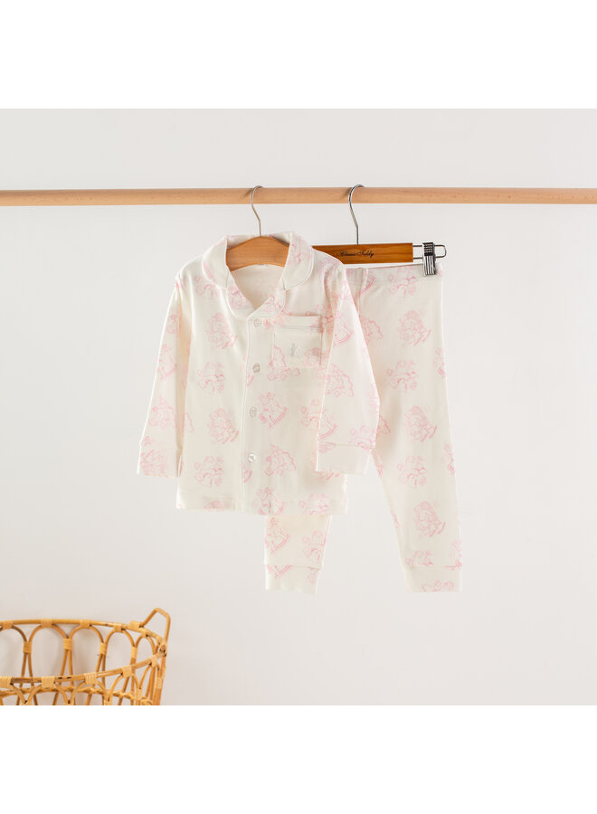 Kinder pyjama wolken beer roze
