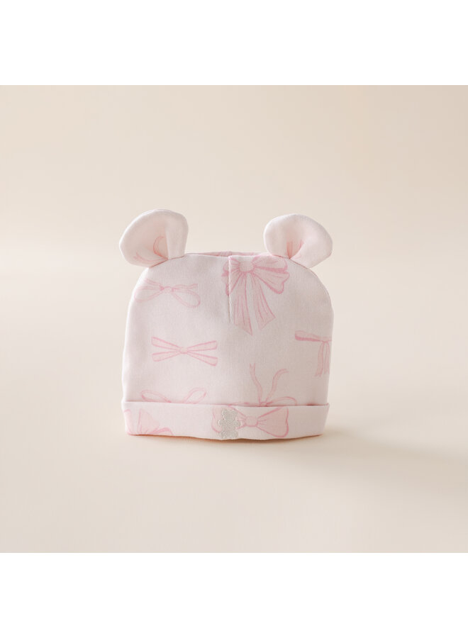 Babymuts roze strik beer