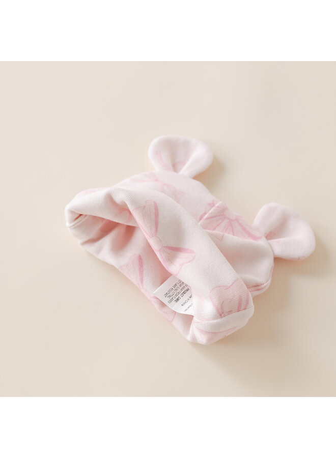 Babymuts roze strik beer