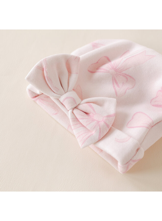 Babymuts roze strik
