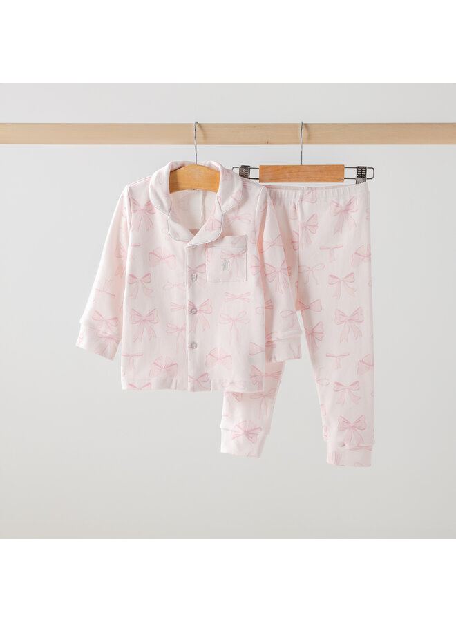 Kinder pyjama roze strik