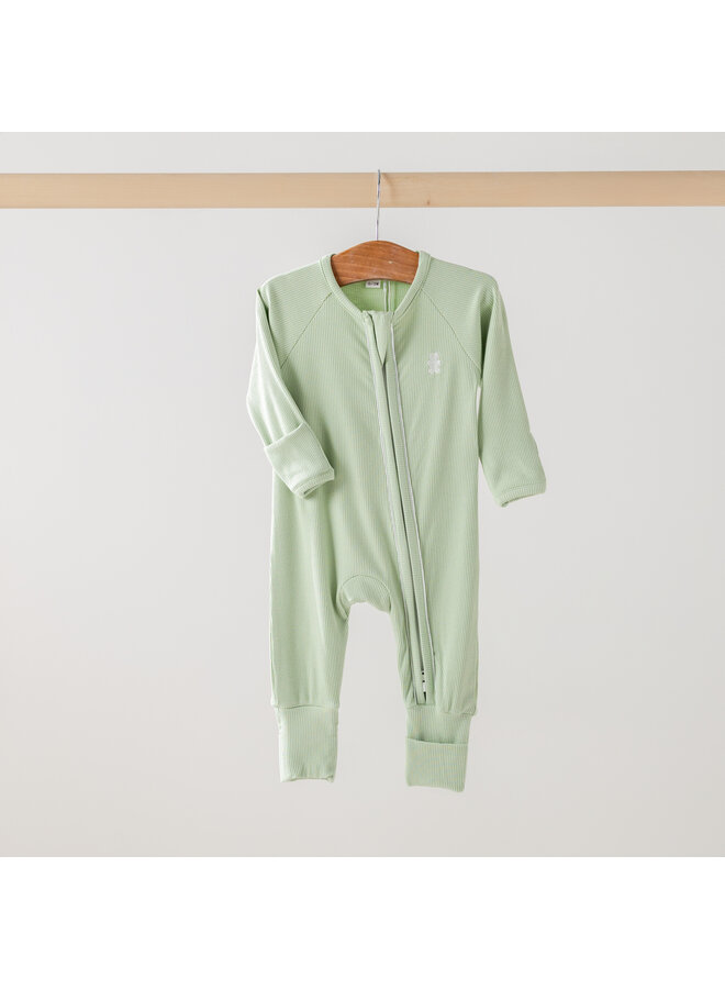 Babysuit zipper matcha green