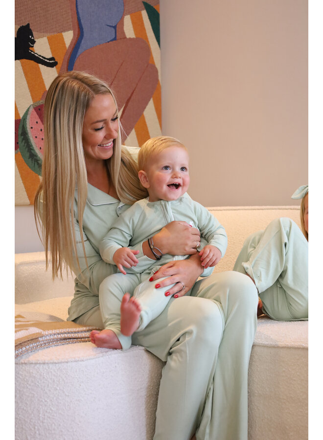 Babysuit zipper matcha green