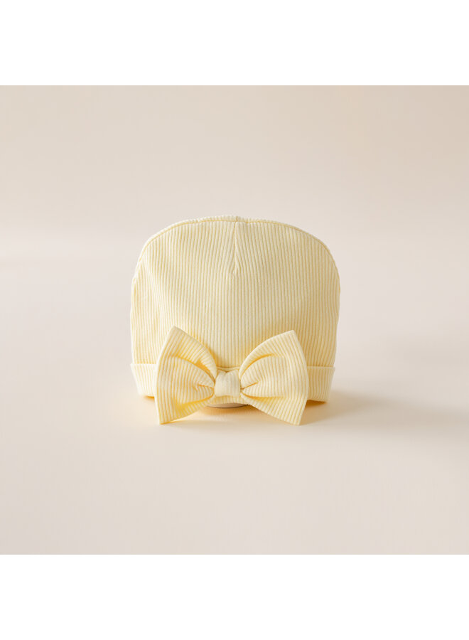 Babymuts butter yellow strik