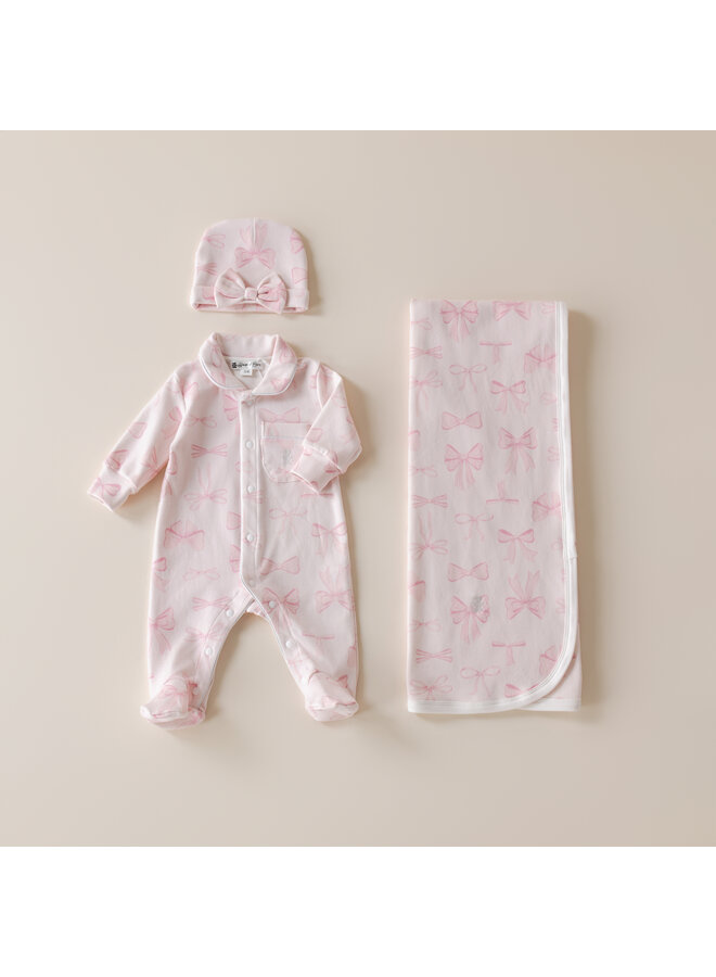Baby cadeau set roze strik