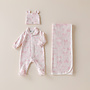 Baby cadeau set roze strik beer muts