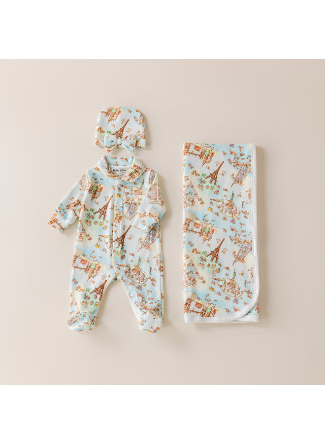 Baby gift set around the world bow hat