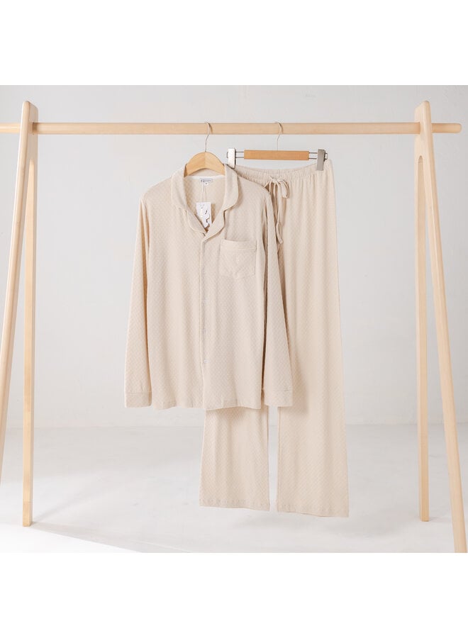 Zomer pyjama beige lang vrouwen
