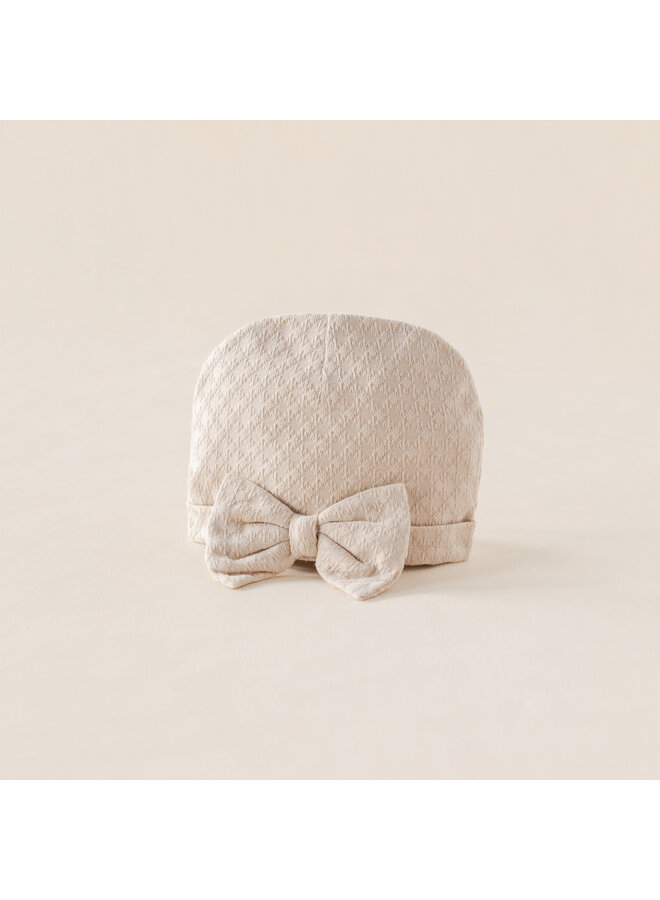 Baby hat Beige bow summer