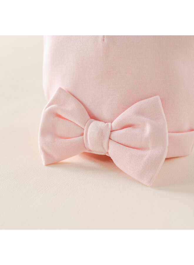 Babymuts zomer roze strik