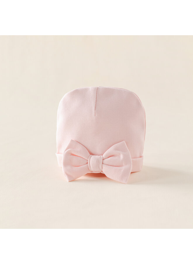 Babymuts zomer roze strik