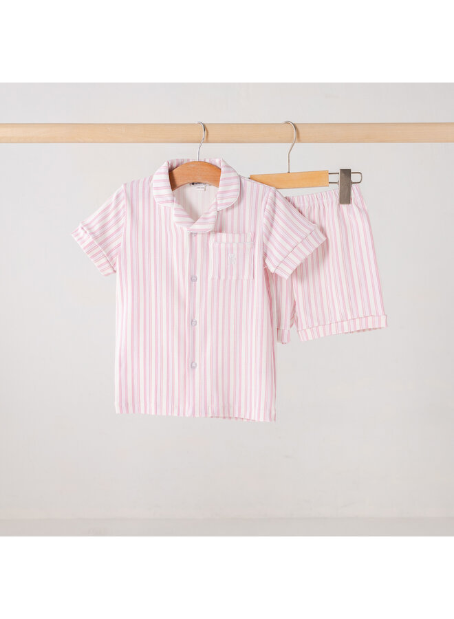 Zomer pyjama roze streep kort kinderen