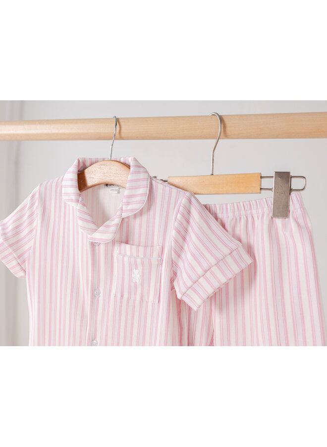 Zomer pyjama roze streep kort kinderen