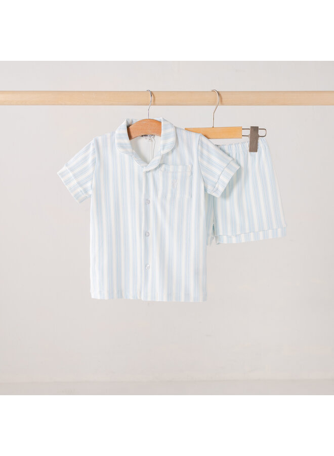 Summer pyjama short blue stripe kids