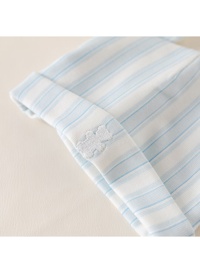 Baby hat blue stripe bear summer