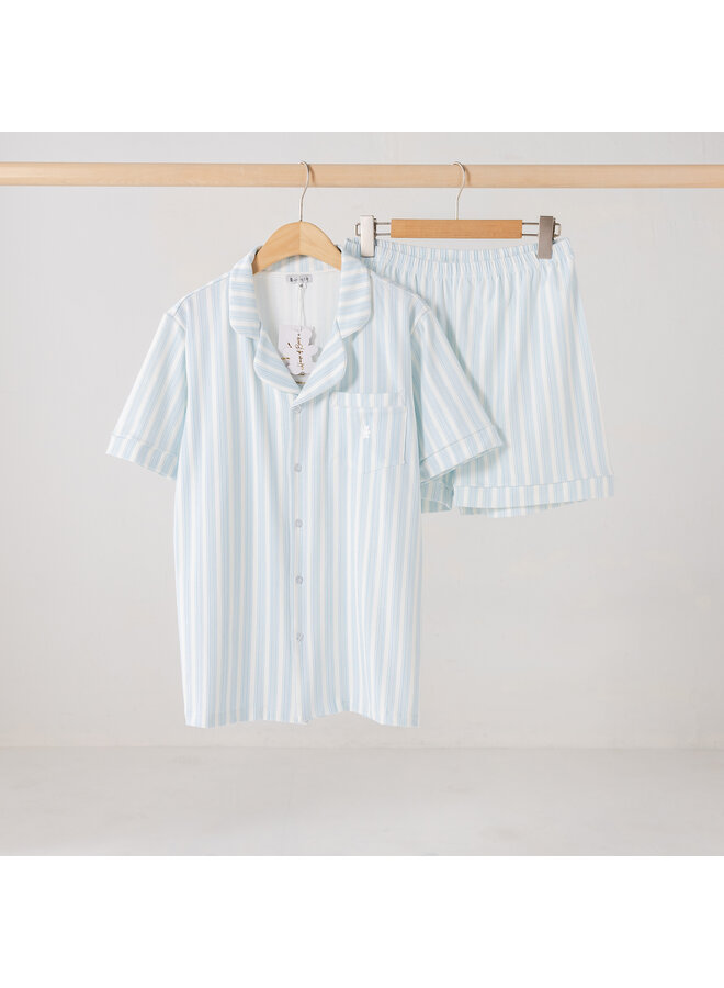 Summer pyjama short blue stripe women