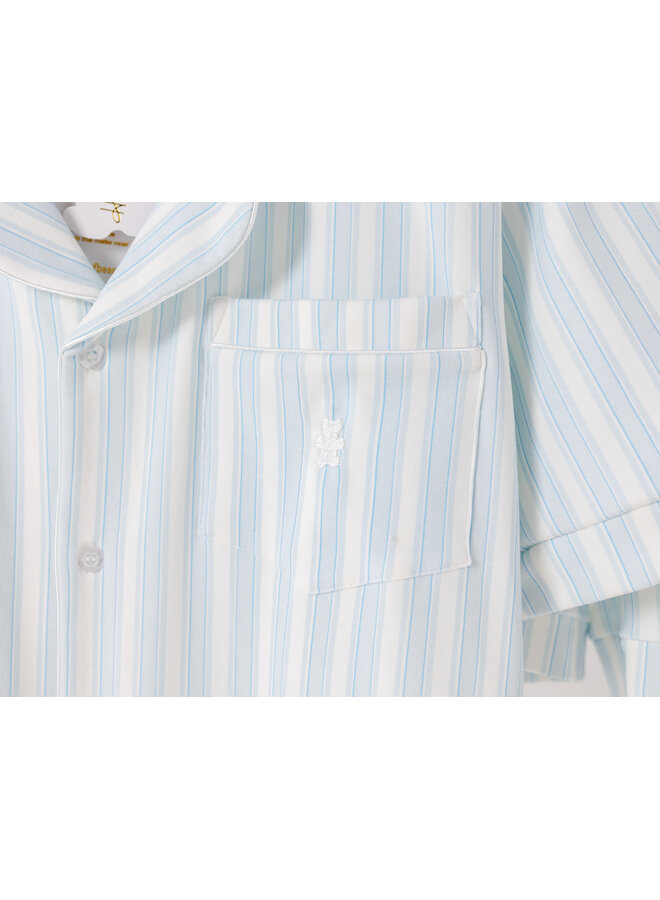 Summer pyjama short blue stripe women