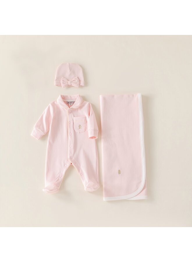 Baby gift set summer pink bow hat