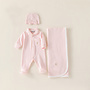 Baby cadeau set zomer roze strik muts