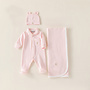 Baby cadeau set zomer roze beer muts