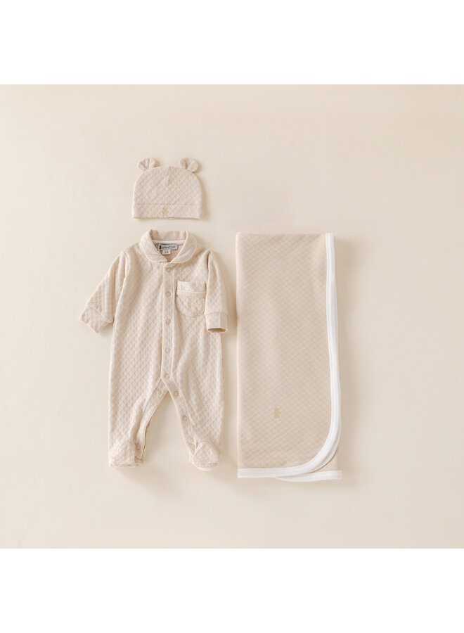 Baby gift set summer beige bear hat