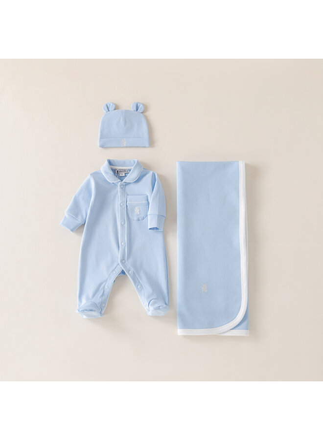 Baby gift set summer blue bear hat
