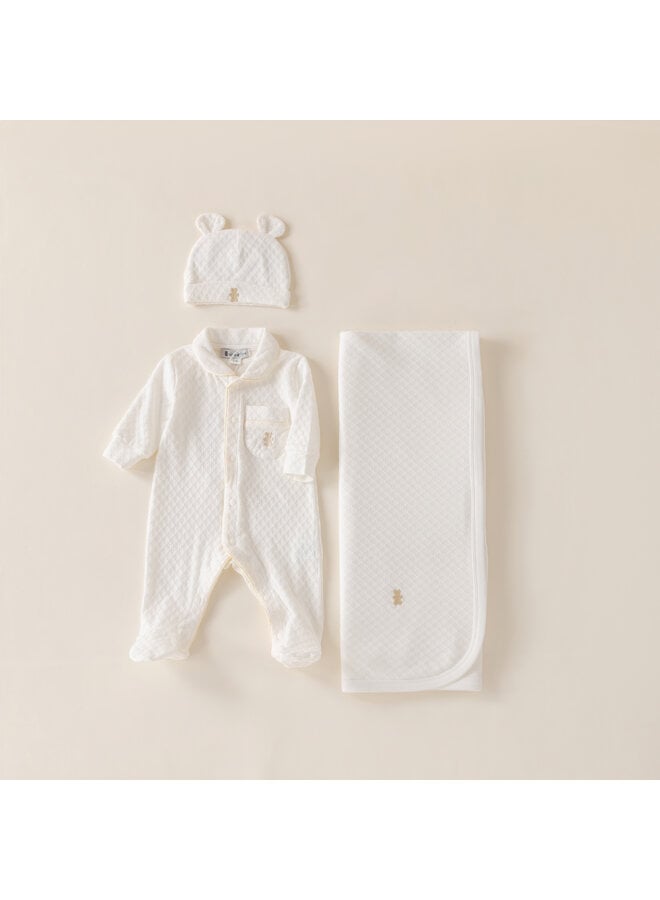 Baby gift set summer white bear hat