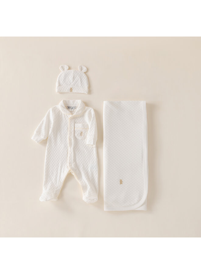 Baby gift set summer white bear hat
