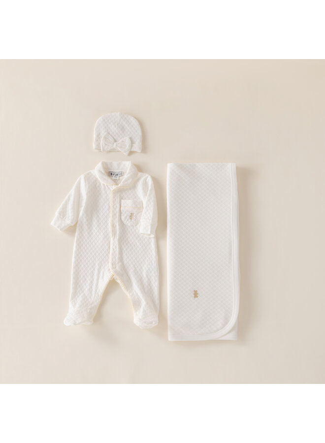 Baby cadeau set zomer wit strik muts