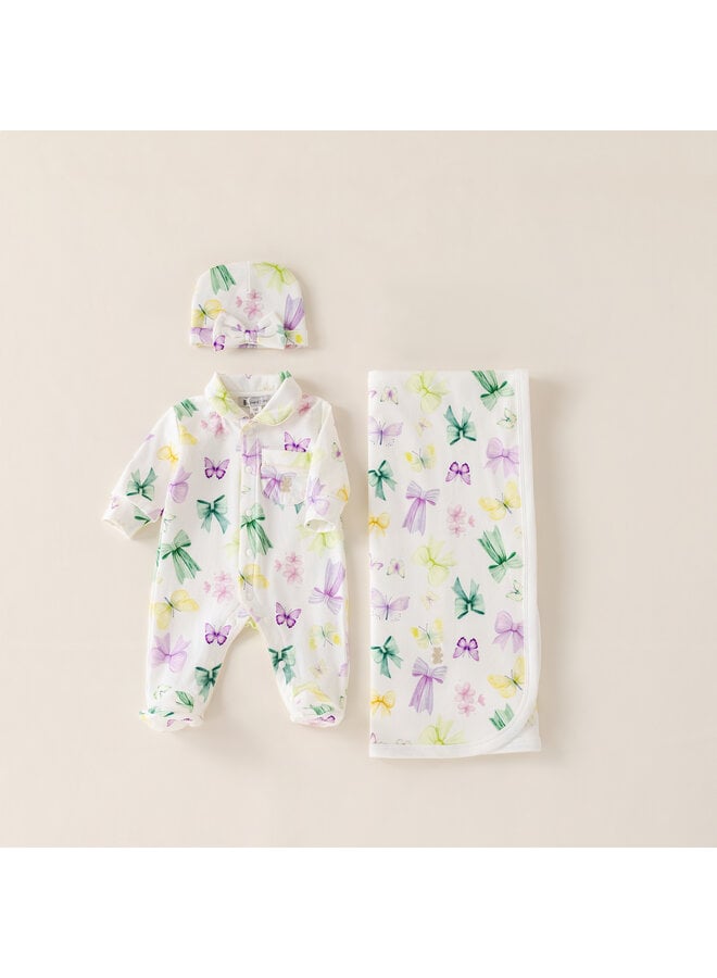 Baby cadeau set zomer vlinder strik muts