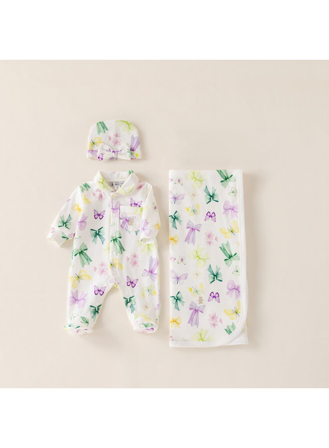 Baby gift set summer butterfly bow hat