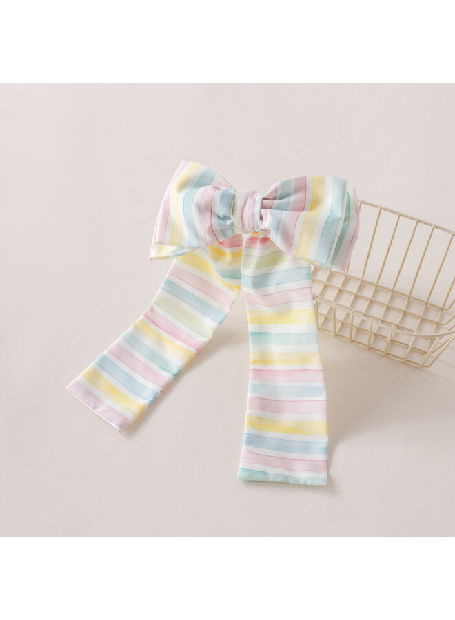 pastel stripe big hairclip bow