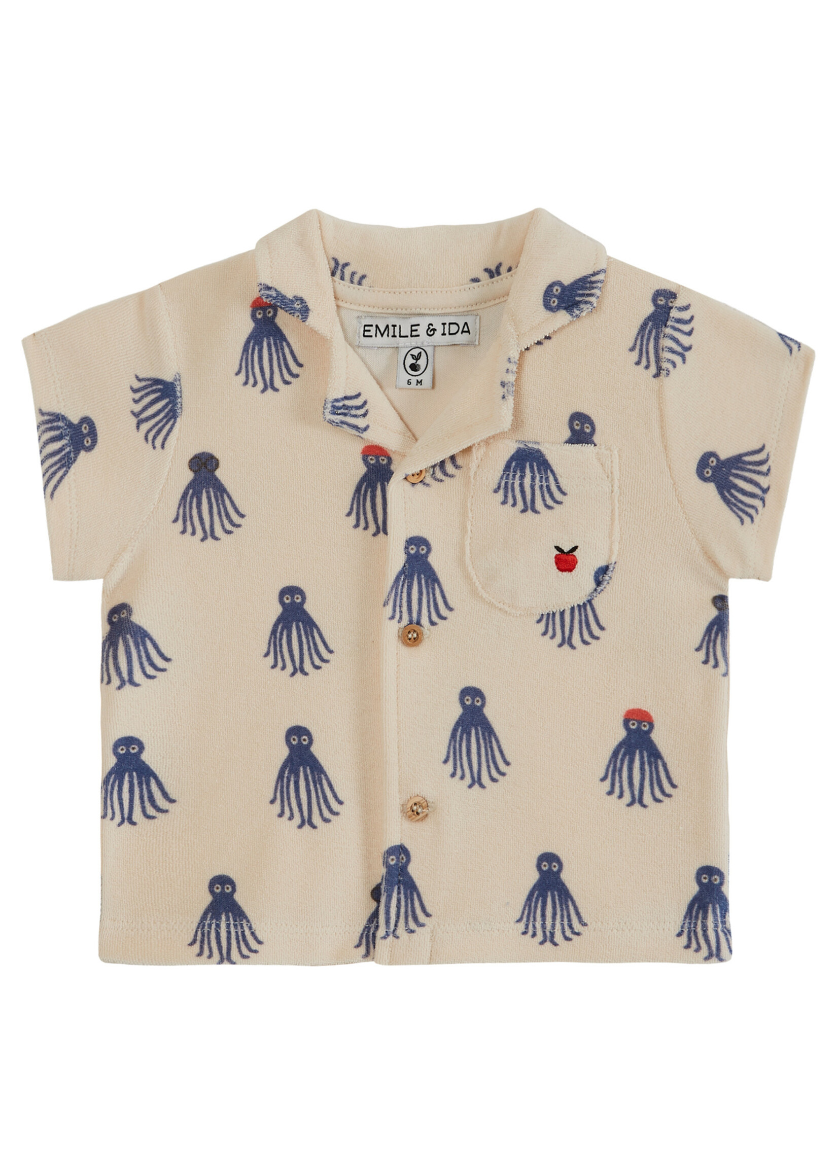 EMILE ET IDA EMILE&IDA baby shirt CREME OCTOPUS BLUE