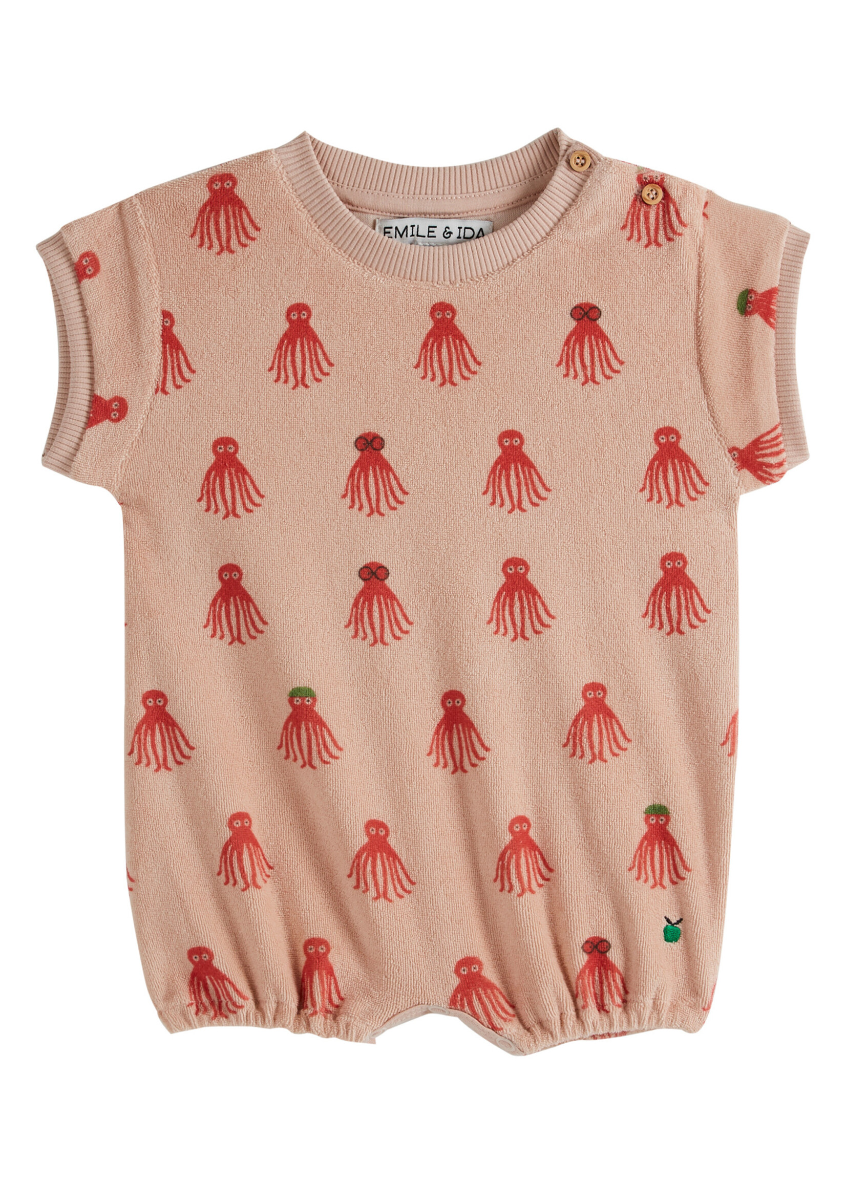 EMILE ET IDA EMILE&IDA baby JUMPSUIT OCTOPUS ROUGE